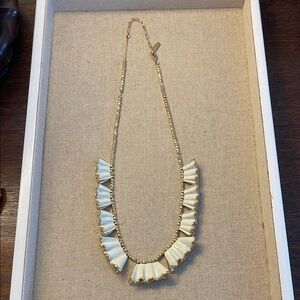 Stella & Dot Gold and Cream Fan Necklace